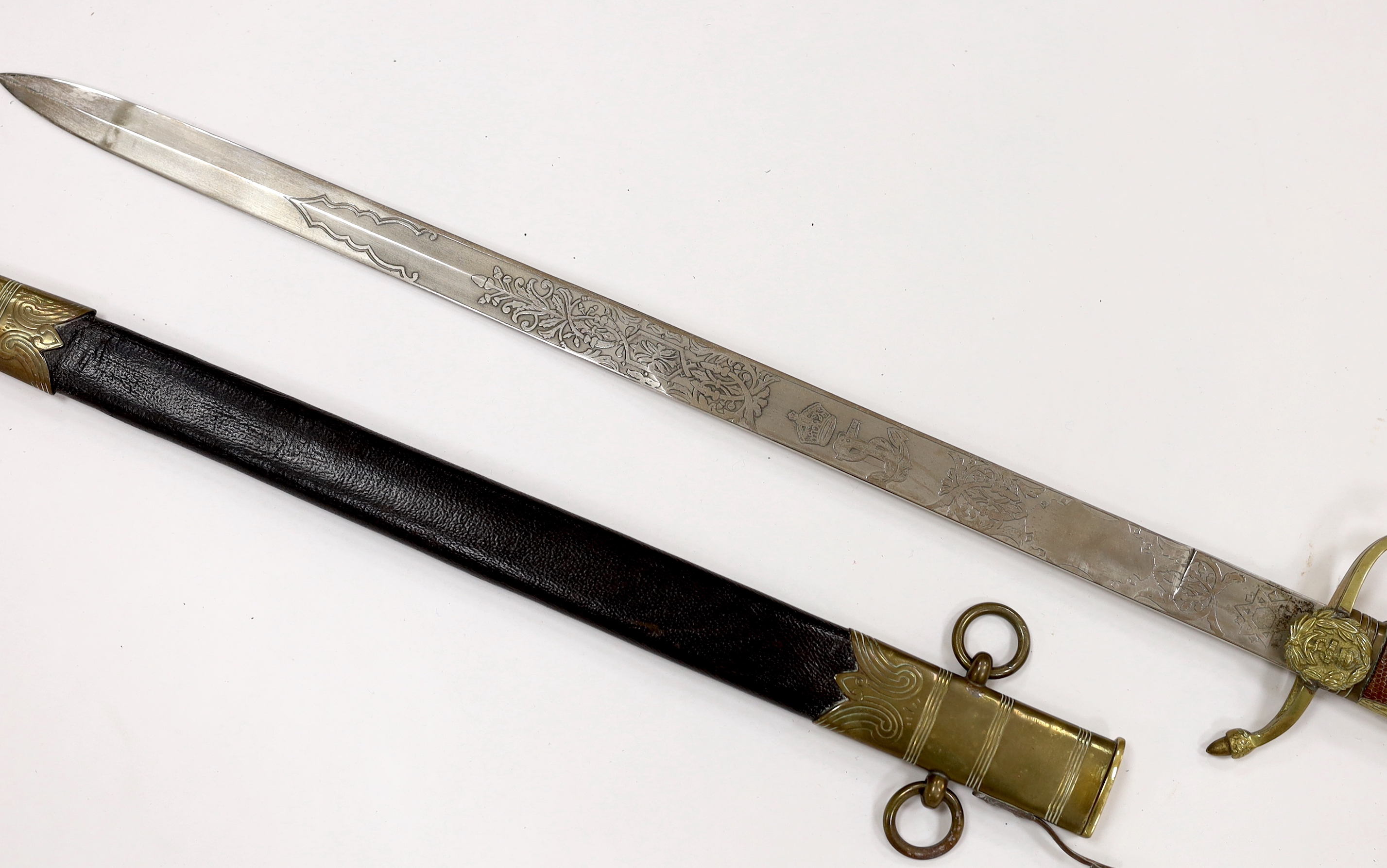 A Royal Navy Officer's naval dirk, maker Manton & Co. blade 46.5cm